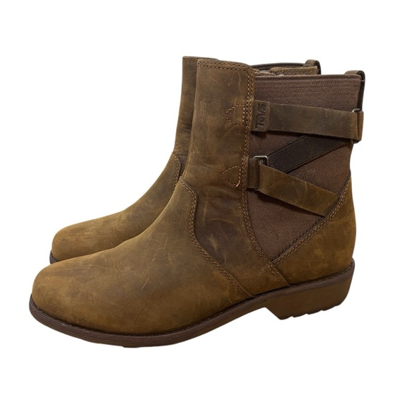 Teva Shoes - Teva Ellery Ankle Waterproof Boots Distressed Brown Leather Women’s Size 6